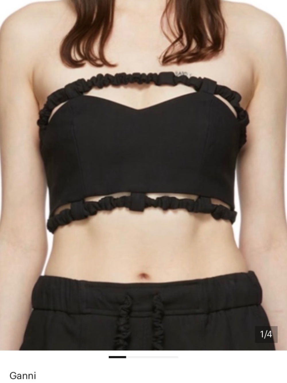 Ganni Strapless Black Cropped Top - Picture 3 of 9